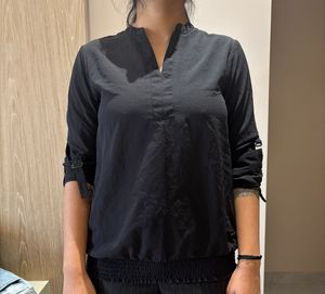 Chic Black V-Neck Blouse