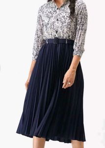 Navy Blue Floral A-line Dress
