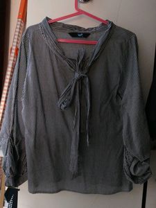 with Striped Top Collar and Sleeve Detail