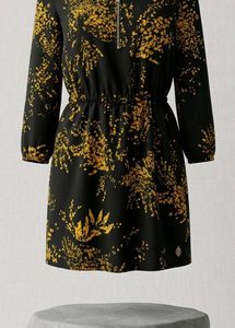 Stylish Dark Blue &amp; Yellow Print Dress