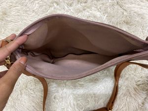 Stylish Mauve Faux Leather Crossbody Bag