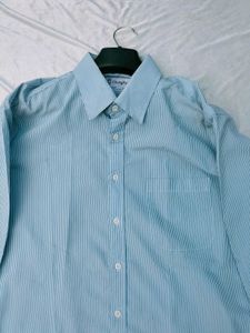 Men's Blue Striped Button-Down Shirt