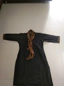 Chic Leopard Print Scarf kurti