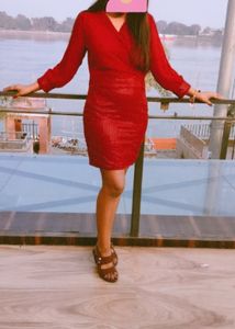Sparkling Maroon Wrap Dress