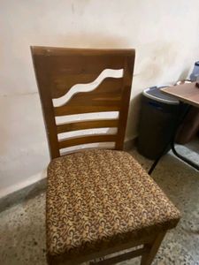 Wooden Dining Chair with Patterned Seat