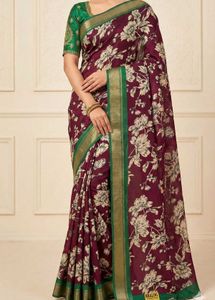 Floral Kalamkari Print Saree