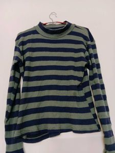 Striped Long Sleeve Mock Neck Top