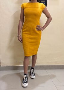 Yellow Bodycon Midi Dress