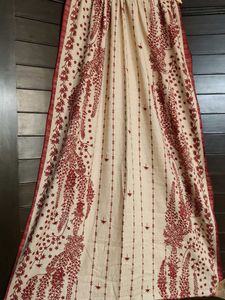 Women Cream Printed Embellished Woollen Kurta Set
