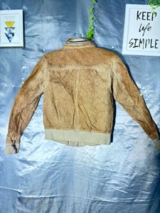 Men's camel  Suede Bomber Jacket