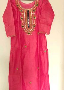 Pink Embroidered Kurta