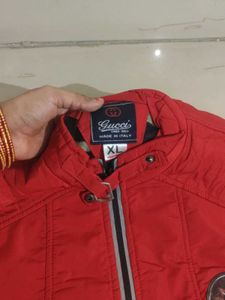 Men's Red Quilted Bomber Jacket