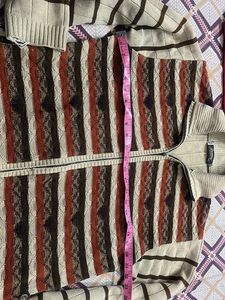 Men's Striped Zip-Up Sweater