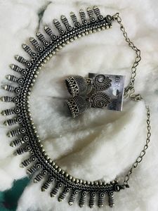 Oxidised Silver Choker Set