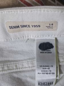 M&amp;S UK 14 White Denim Midi Skirt