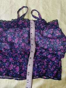 Floral Crop Top &amp; Denim Skirt Set