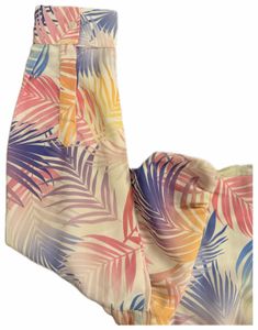 Tropical Print Square Neck Long Sleeve  Crop Top