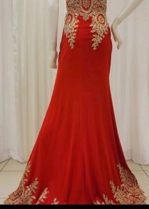 Stunning Red &amp; Gold Embellished Gown