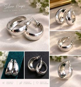 Chunky Silver Hoop Earrings