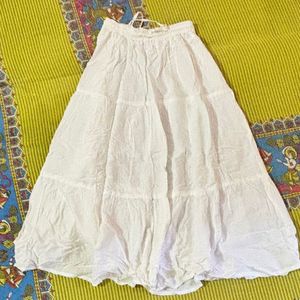 Tiered White Ethnic Skirt