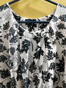 Cold Shoulder Leaf Print Top