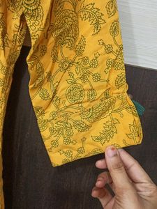 Yellow Kurti with Black Print