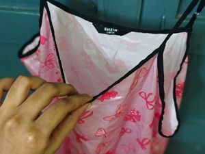 Pink Satin Cami Dress with Bows (Shein)
