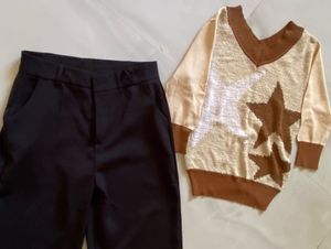 Co.ord Set:Knit Sweater&amp; Black Pants