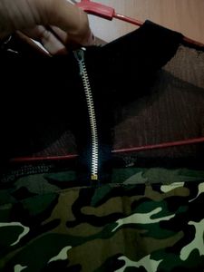 Camo Print Mesh Yoke Top