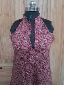 Maroon Ajrak Printed Kurta