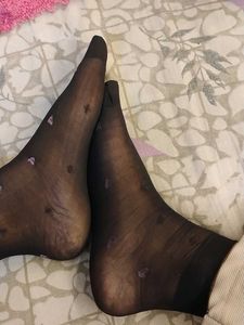Sheer Black Heart Pattern Tights