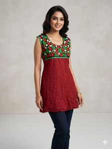 Embroidered Sleeveless Kurta