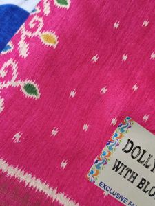 Beautiful Pink Saree with White Polka Dots
