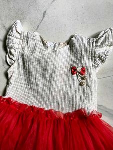 Red and white cute dress
