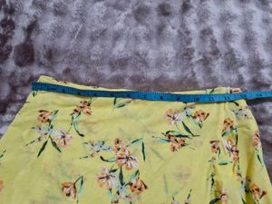 Yellow Floral Print Ruffle Skirt