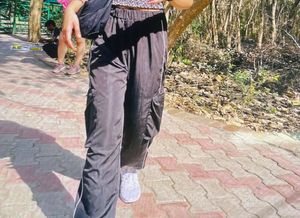 Stylish Black Cargo Pants with White Piping
