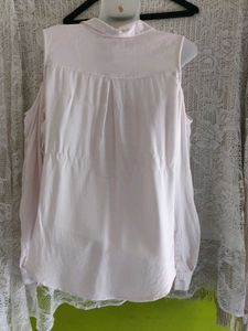 Light Pink Cold Shoulder Button-Up Shirt