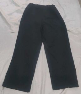 Chic Black Wide-Leg Pants with White Trim