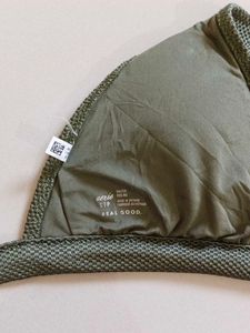 Olive Green Textured Bikini Top
