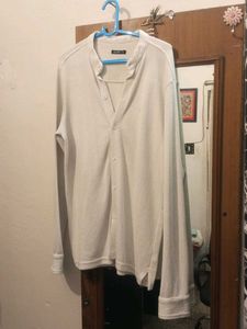Stretchable White Net Shirt Zudio