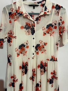 Floral Print Midi Shirt Dress