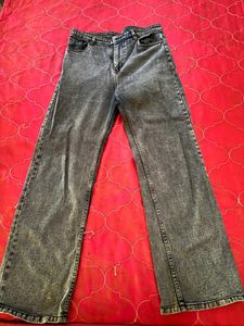 Washed Grey Wide Leg Jeans