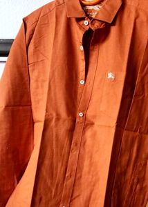 Men's Burnt Orange Linen Shirt