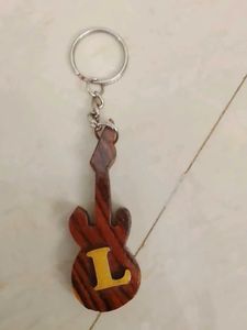 Guitar Keychain with Letter L