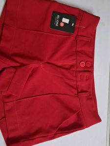 Vibrant Red High-Waisted Shorts