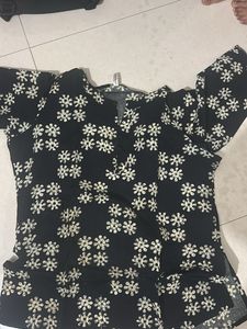 Stylish Black Floral Print Kurta