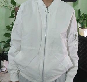 Stylish White Bomber Jacket
