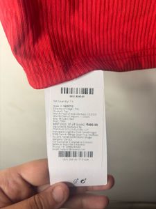 Red Ribbed V-Neck Cropped Top