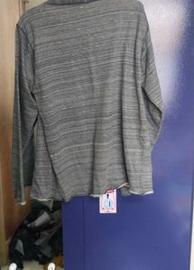 Gray Knit Open Front Cardigan