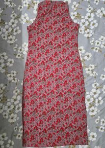 Stylish Floral Print Sleeveless Kurta